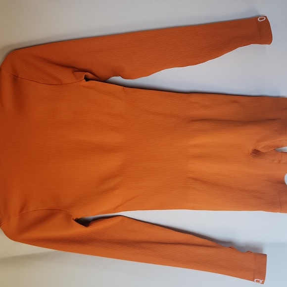 OQQ Women Yoga Long Sleeve Square Neck Jumpsuit Romper Pumpkin - Picture 2 of 10